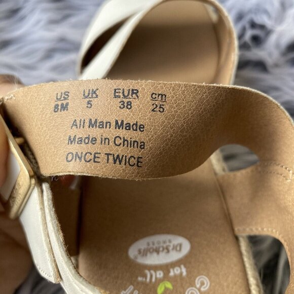 DrScholl's Once Twice Platform Strappy Sandals Women Sz 8M White Faux Leather - Picture 3 of 16